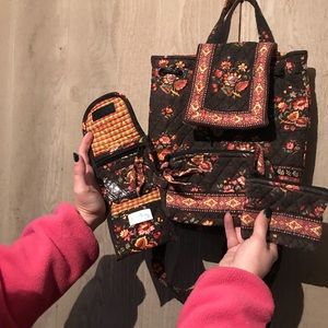 Vera Bradley Chocolat back pack purse bundle.